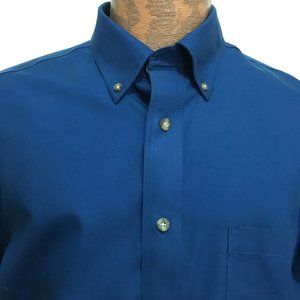 Cabela's L Reg Blue Button-Down Long-Sleeve Cotton Shirt